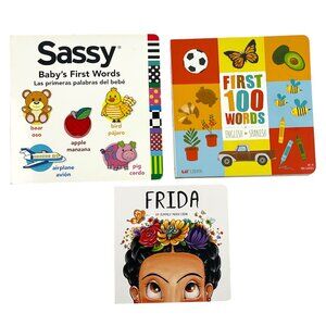Children's Set of 3 English Spanish Bilingual FRIDA & Baby’s First Words Books